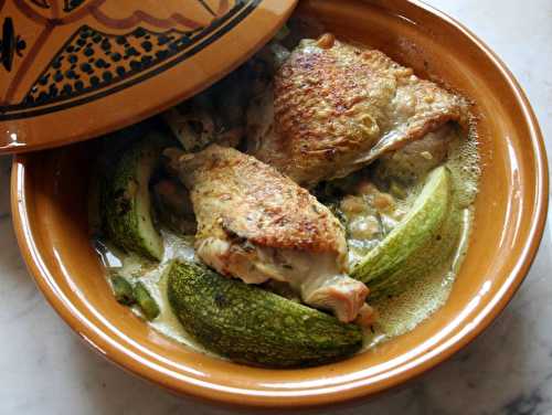 Tajine de dinde aux herbes, courgette, pois-chiches