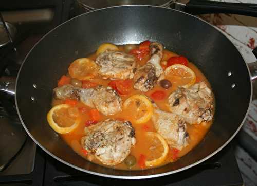 Tajine de poulet à la plancha au citron et olives