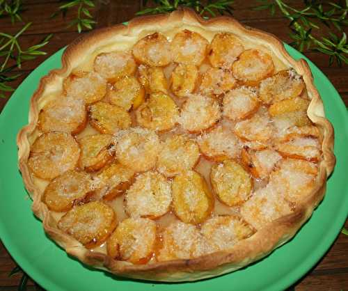 Tarte aux prunes jaunes, vanille, noix de coco