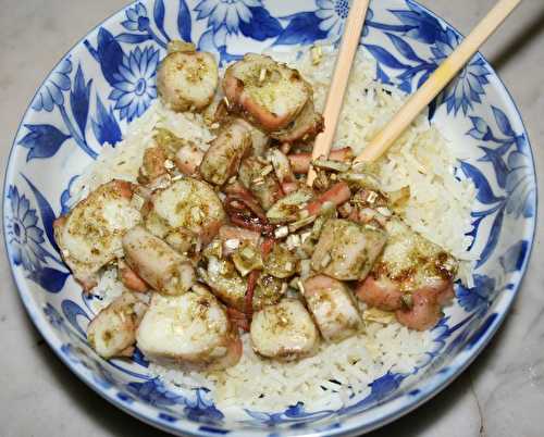 Tentacule de poulpe sauté à l'ail et citronnelle