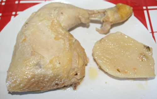 Cuisse de poulet pochée au bouillon de pot au feu