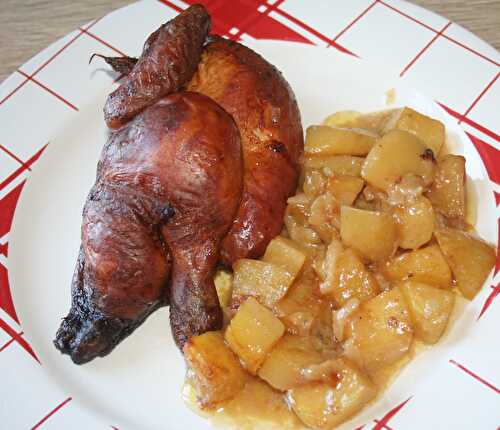 Coquelet fumé maison et pommes de terre à la moutarde