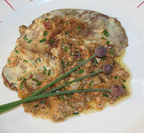 Foie d'agneau à la moutarde et ciboulette