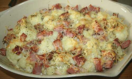 Gratin de chou-fleur aux talons de jambon