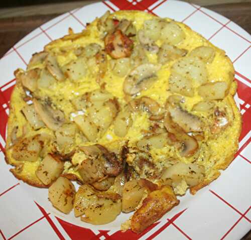 Frittata pommes de terre, champignons, ognon