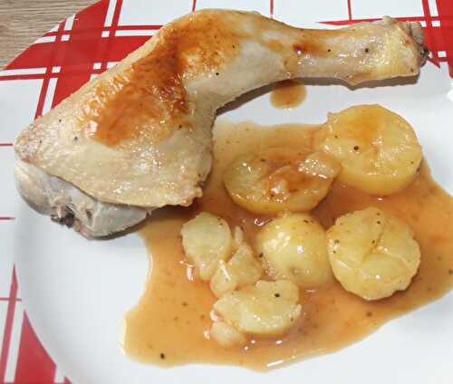 Cuisse de poulet au jus de veau en casserole