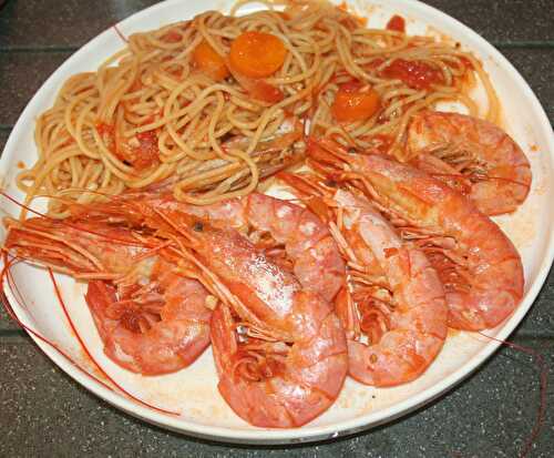 Gambas et spaghetti sauce à l'italienne