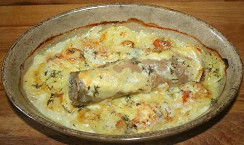 Andouillette au four gratinée au reblochon façon tartiflette