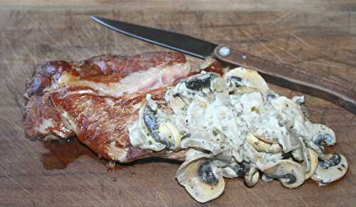 Basse-côte de bœuf à la plancha sauce champignons