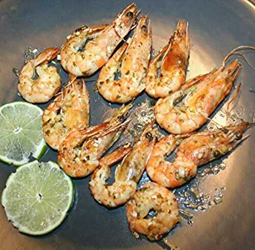 Gambas à la plancha au beurre d'ail, de citronnelle et corianddre