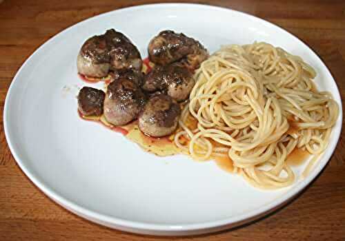 Rognon de veau sauté au beurre et spaghetti sauce fond de veau