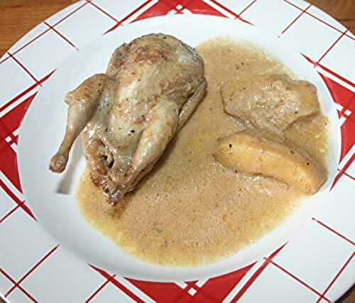 Cailles aux fond de veau et pomme