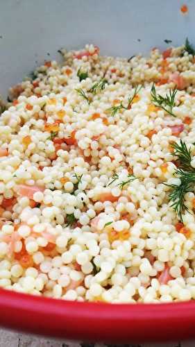 Salade de perles truite fumée, crabe et aneth