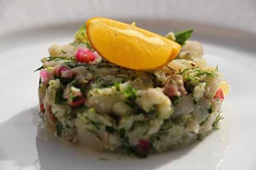 Tartare de lieu noir aux agrumes et brocoli