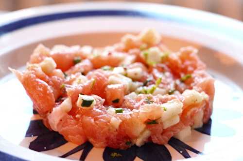 Tartare de truite , pomme grany et citron vert