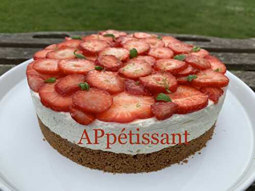 Cheesecake sans cuisson citron vert - fraise -basilic