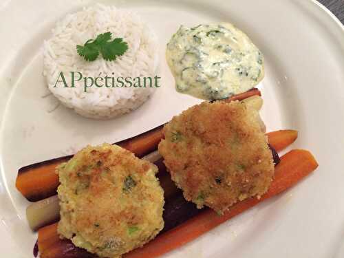 Croquettes de poisson aux crevettes, sauce au yaourt