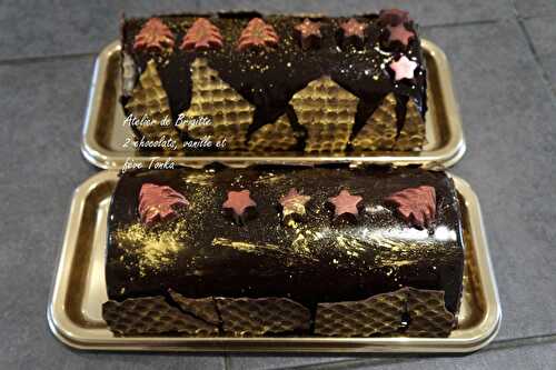 Bûche aux 2 chocolats, vanille et fève Tonka - Atelier de Brigitte, cuisine, recettes, partages, 