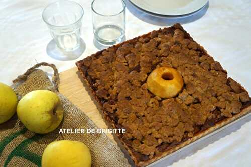 Tarte aux pommes caramélisées, Streusel amandes , recette du Chef Yannick Lefort  - Atelier de Brigitte, cuisine, recettes, partages, 