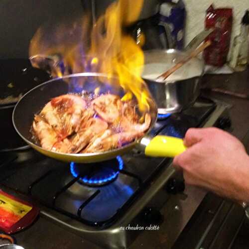 Gambas flambées au cognac