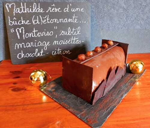 Bûche "Monteviso" d'après Eric Vergne : Praliné-Noisette et Chocolat-Citron