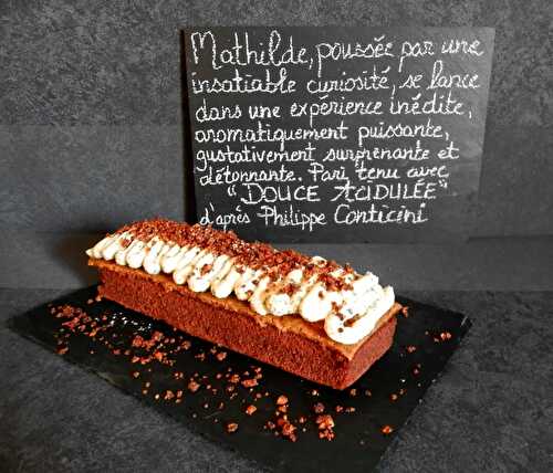 Douce Acidulée d'après Philippe Conticini : entremets chocolat, citron, estragon