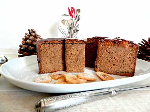 Le cake banane et pain d'épices, enrobage chocolat au lait  d'après Jérémy Del Val (Dalloyau Paris)