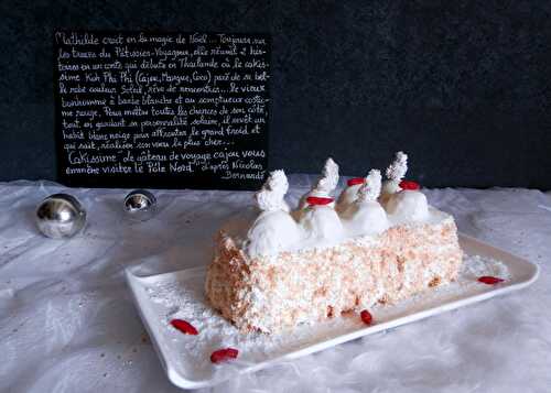 Le gâteau de voyage Cajou vous emmène visiter le Pôle Nord  d'après Nicolas Bernardé : cajou, mangue, coco