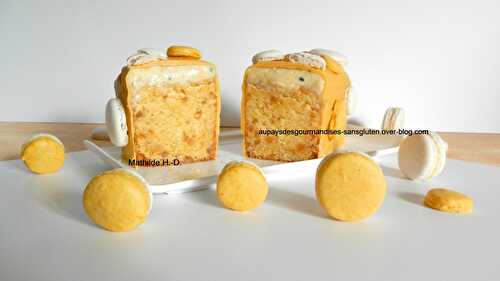 Réinterprétation du cake Satine de Pierre Hermé : orange, fruit de la Passion, cream cheese