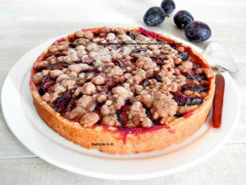 Tarte aux quetsches, royale et streusel à la cannelle d'après Thierry Mulhaupt