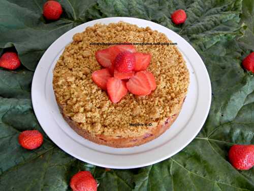 Gâteau Fraise Rhubarbe façon crumble d'après Yotam Ottolenghi