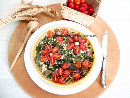 Tarte aux épinards, champignons de Paris et tomates cerise d'après Carole Alter Gusto