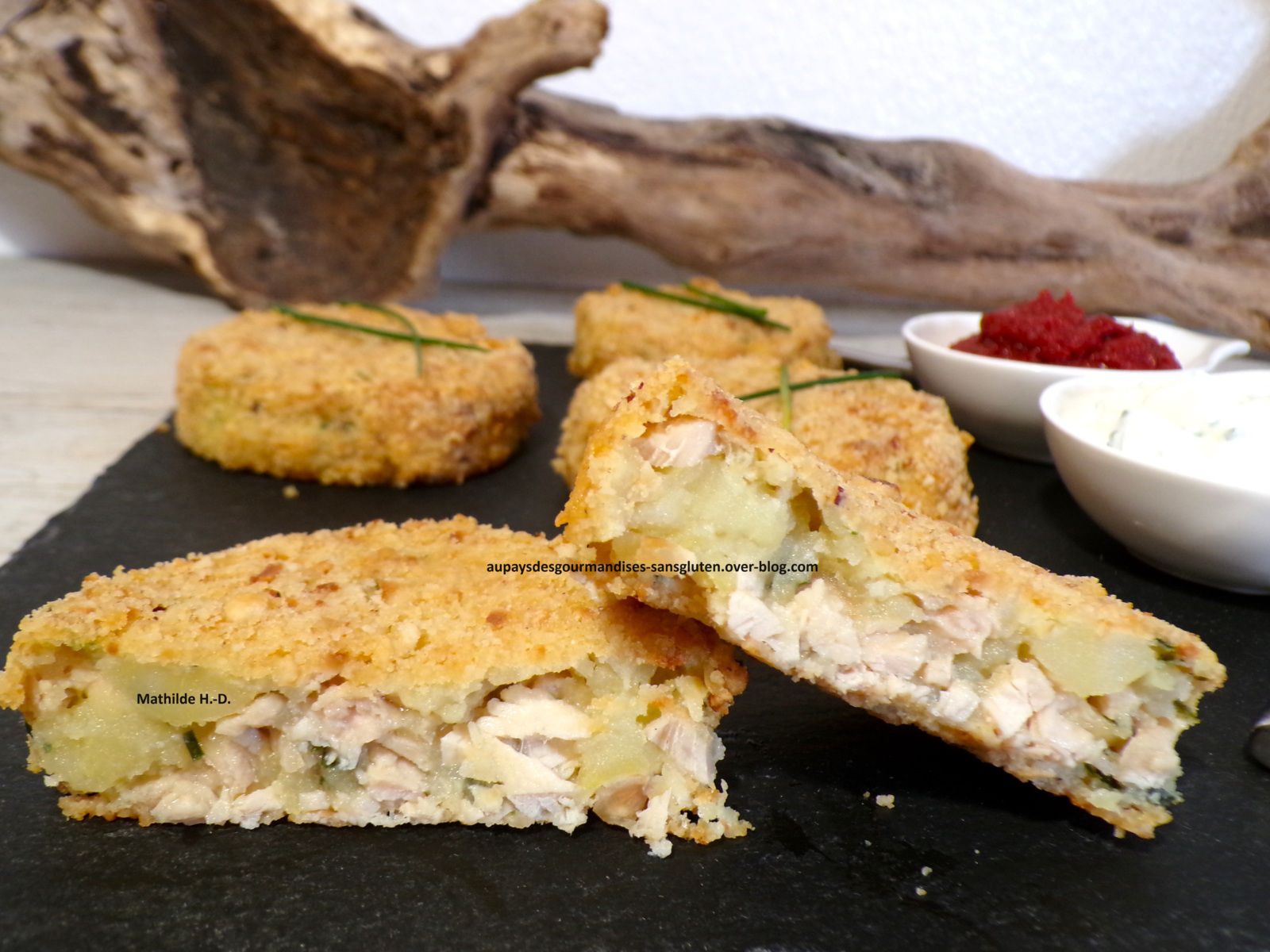 Croquettes de pommes de terre au blanc de poulet rôti et ciboulette d'après Carole Alter Gusto 