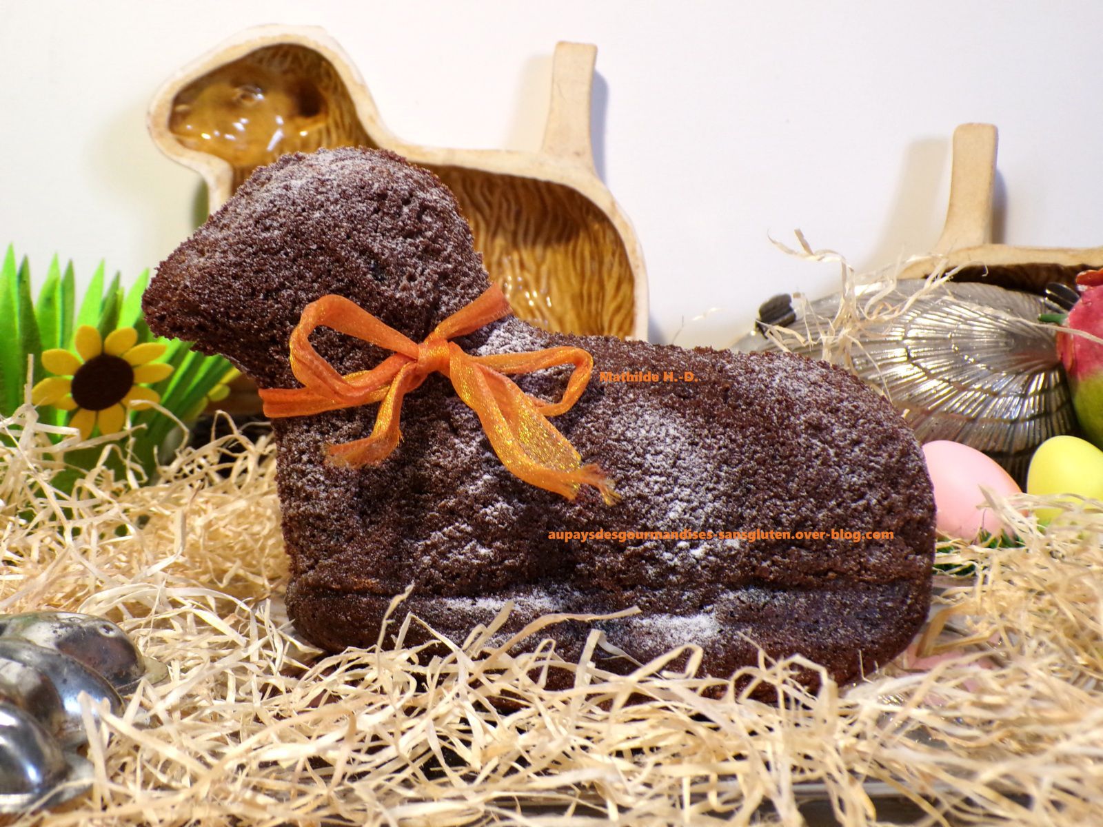 Agneau de Pâques ou Lamala au cacao et zestes d'orange sur une base de Gilles Marchal (sans gluten et sans lactose)