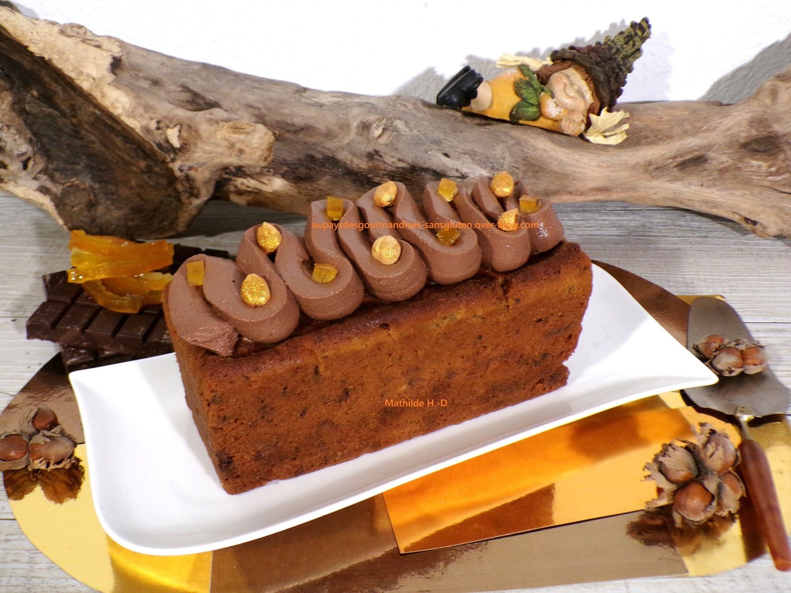 Cake chocolat, orange et noisettes d'après Nicolas Bernardé