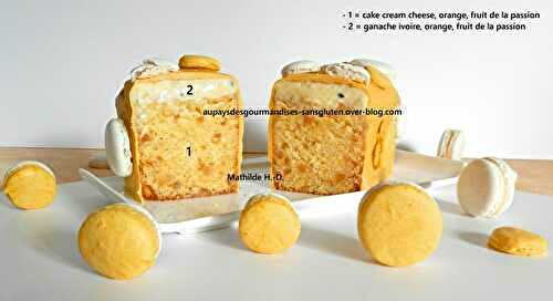 Réinterprétation du cake Satine de Pierre Hermé : orange, fruit de la Passion, cream cheese