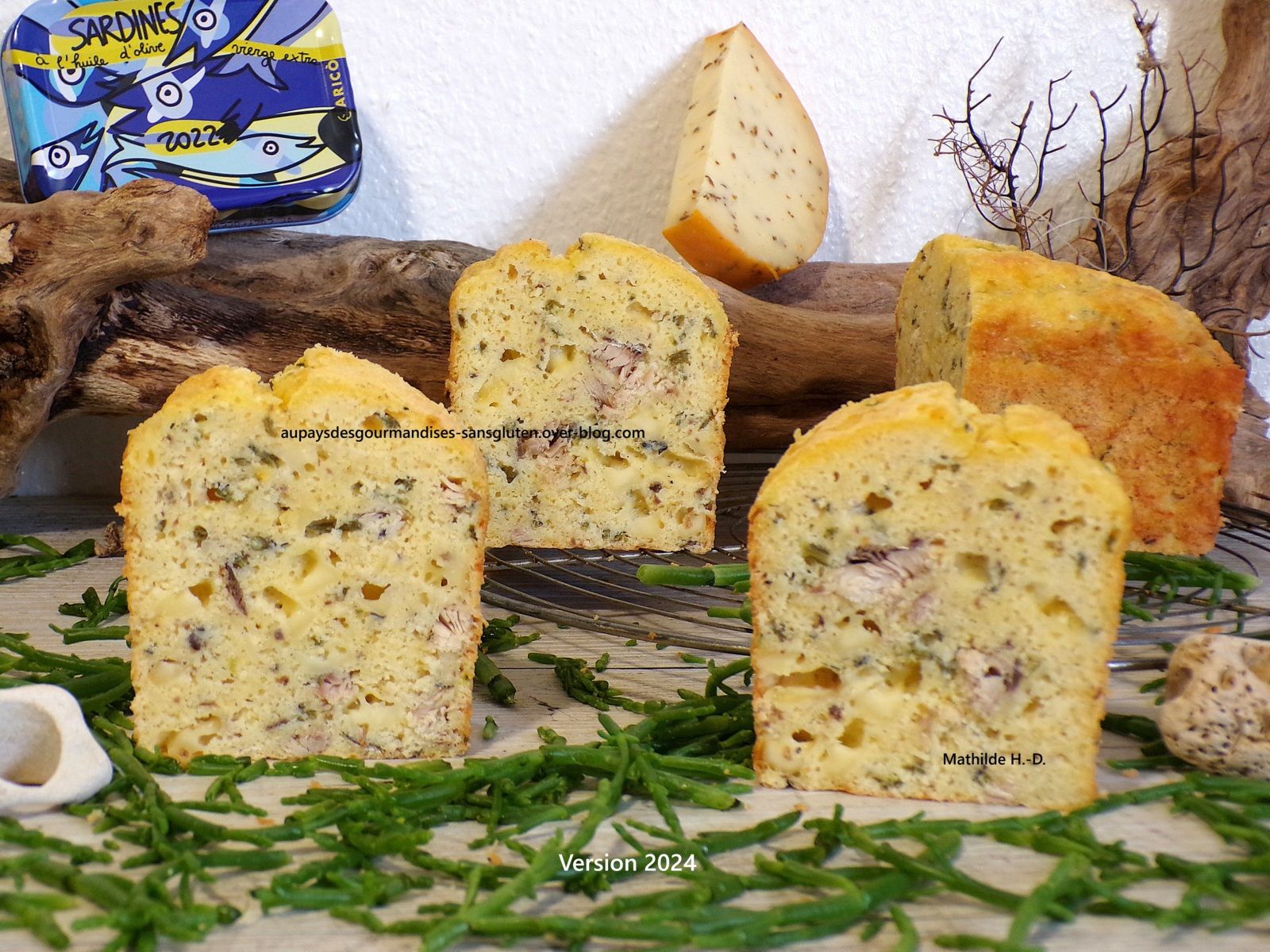 Cake aux sardines, gouda au cumin et salicorne sur une base de Sophie Dudemaine