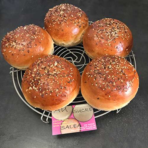 BUNS BRIOCHES A BURGERS PARSEMES DE MELANGE 6 GRAINES