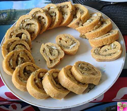 ROULE AU CAVIAR D'AUBERGINES ET FROMAGE DE CHEVRE