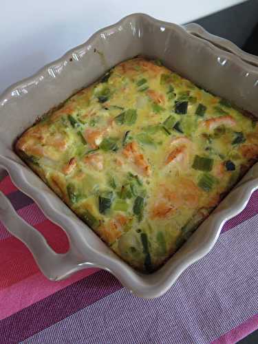 Clafoutis de poireaux, saumon & lait de coco