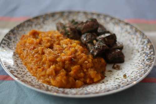 Écrasée de courge butternut au chorizo