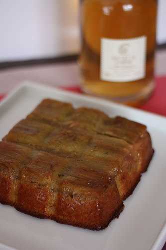 Gâteau moelleux à la rhubarbe & vanille