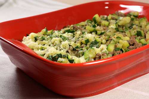 Gratin de courgettes, boeuf & céréales