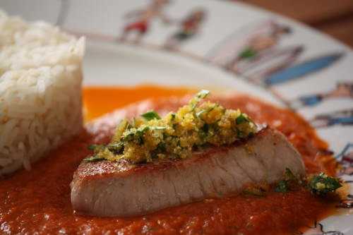 Grenadins de veau, sauce tomate au fenouil, gremolata à l’orange