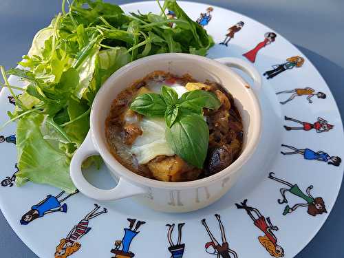 Le lundi c'est veggie : cocotte d'aubergines aux poivrons & fromage de chèvre