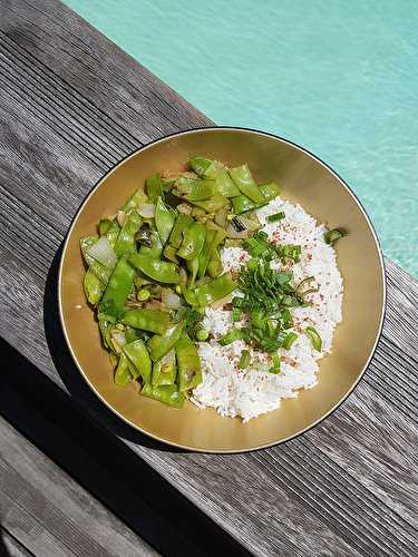 Légumes sautés au Balsoy & maquereau à la plancha