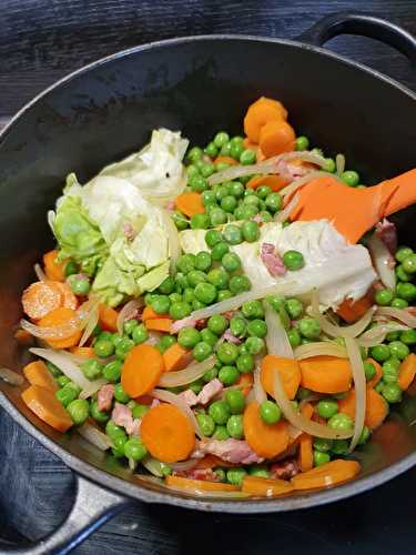 Les petits pois carottes lardons