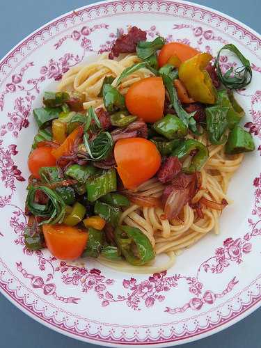 Linguine, poivrons & chorizo