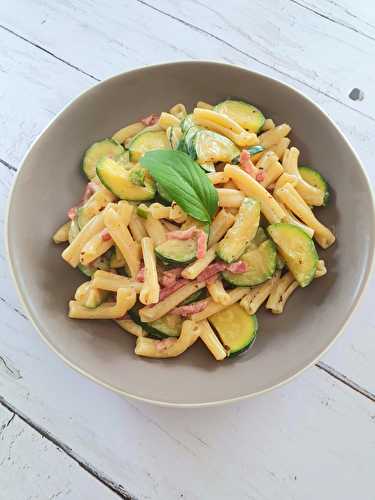 Mes pâtes aux lardons et courgettes