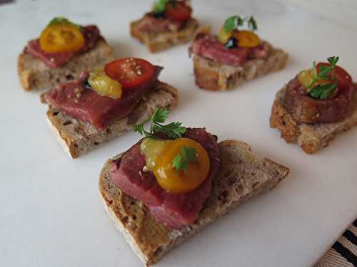 Petites tartines de magret de canard à l'orange